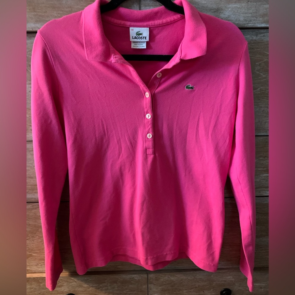 Lacoste long sleeve collared top. Size 44